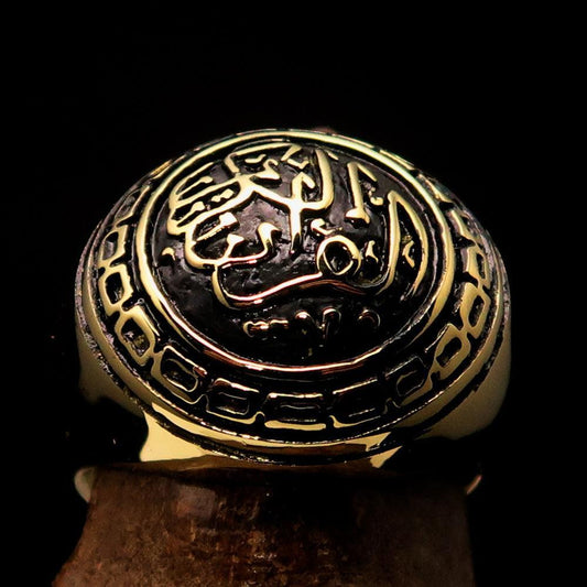 Al-Qur’an Domed Ring – Black | Islamic Ring in Solid Brass-1